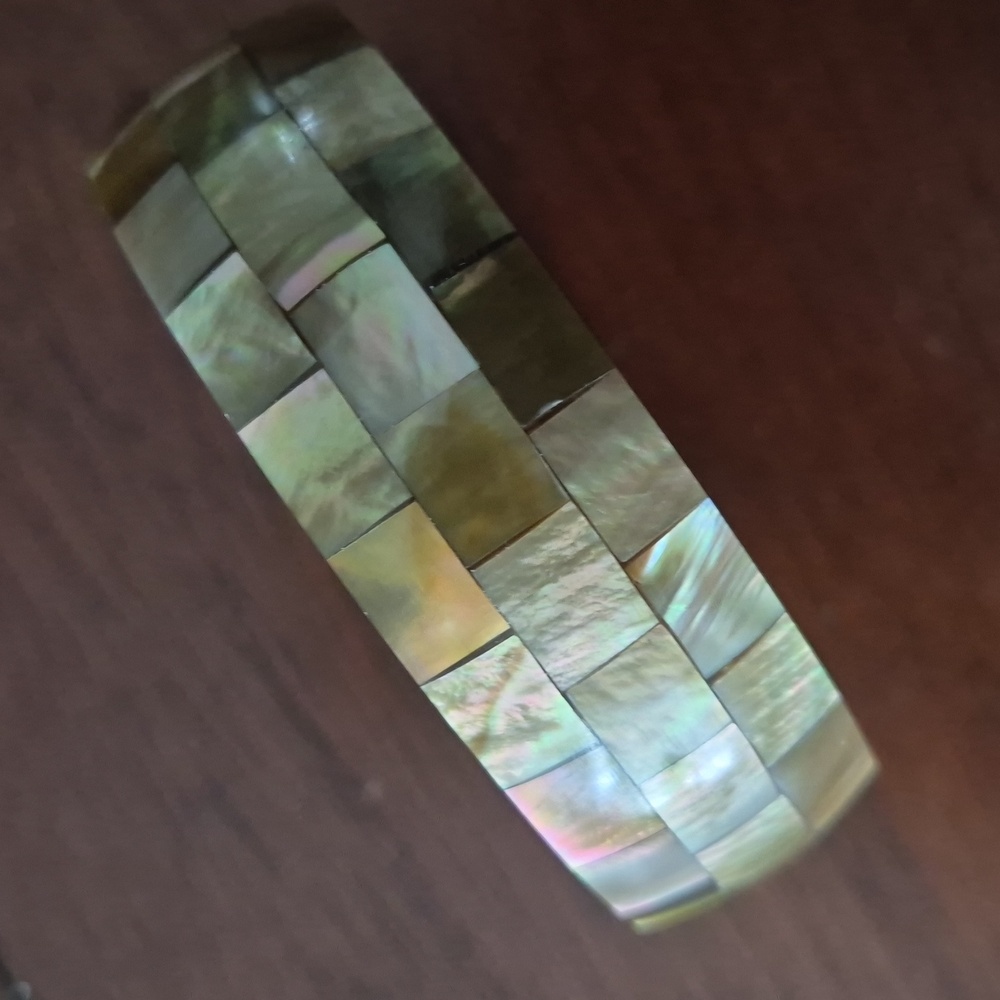 NWOT Beautiful Mother of Pearl inlaid bangle bracelet.